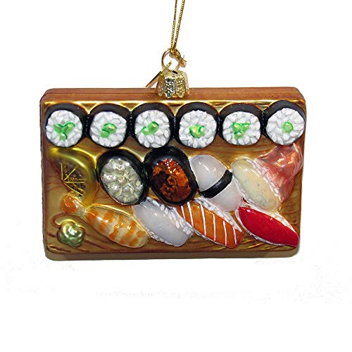 Sushi Platter Glass Christmas Ornament