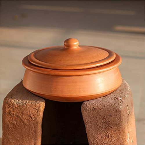 Swadeshi Blessings Clay Handi/Earthen Kadai/Clay Pot for Cooking & Serving