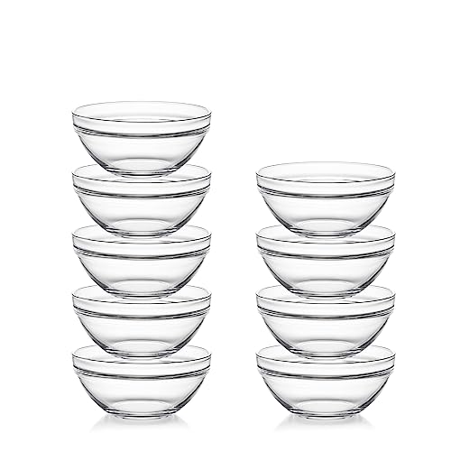 Sweejar 4.5 inch Small Glass Bowls Set, 12 oz Prep Bowls for Cooking, Small Bowls for Kitchen, Dessert Bowls for Ice Cream, 9 pack