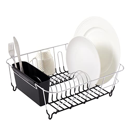 Sweet Home Collection 2 Piece Dish Drying Rack Set Drainer with Utensil Holder