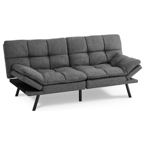 Sweetcrispy Futon Sofa Bed - Leather Sofa Futon Couch