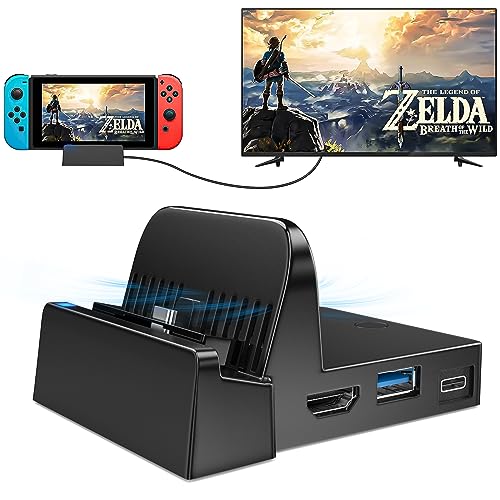 Switch Dock for Nintendo Switch/Nintendo Switch OLED Model, Portable Switch TV Docking Station with 4K/1080P HDMI Adapter and USB 3.0 Port, Switch Charging Stand (No Charging Cable)