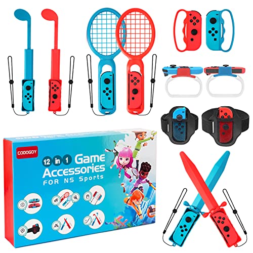 Switch Sports Accessories - CODOGOY 12 in 1 Switch Sports Accessories Bundle for Nintendo Switch Sports, Family Accessories Kit Compatible with Switch/Switch OLED Sports Games