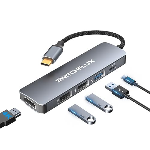 SWITCHFLUX 5-in-1 USB C Hub with 4K HDMI and 100W PD