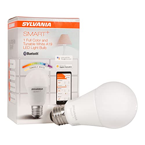 Sylvania Smart Bluetooth A19 Full Color and Tunable White Light Bulb, 60W, Dimmable, for Alexa/Apple HomeKit/Google Assistant - 1 Pack (75627)