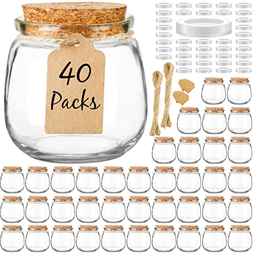 Syntic 40 Pack Empty Candle Jars with Cork Lids