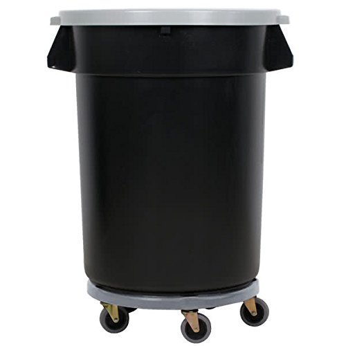 TableTop King 32 Gallon Gray/Black Trash Can, Lid, and Dolly Kit