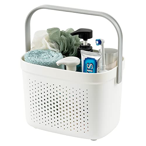 TAILI Portable Shower Caddy Basket Tote, Plastic Shower Basket with Handle, Dorm Room Essentials Toiletry Caddy for Dorm College Bathroom Cleaning Camping, Grey