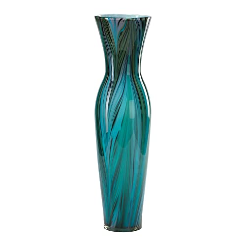 Tall Peacock Feather Vase in Blue