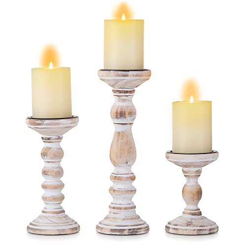 Tall Rustic Candle Holder Set for Table Centerpiece