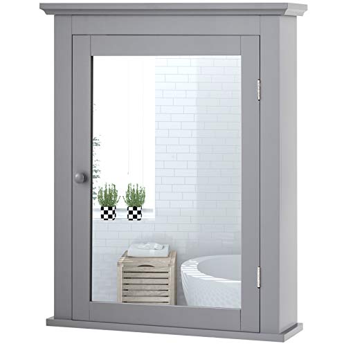 Tangkula Bathroom Cabinet with Mirror - Gray