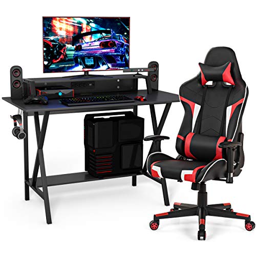 Tangkula Gaming Desk & Chair Set with Ergonomic Design