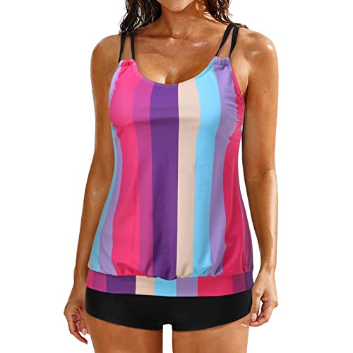 Tankini Swimsuit with Boy Shorts and Sports Bra