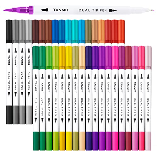 Tanmit Dual Brush Marker Pens for Coloring Books