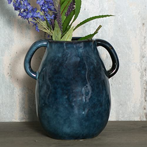 Tanvecle Blue Ceramic Vase - Elegant Home Decor Accent