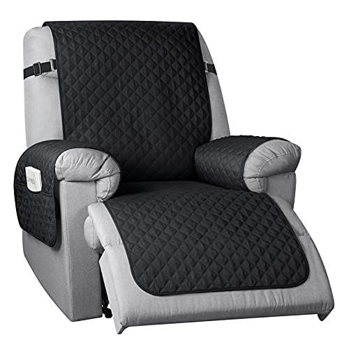 TAOCOCO Non-Slip Recliner Chair Cover Sofa Slipcover, Pet Cover for Small Recliner Chair with Elastic Straps, Washable Reclining Chair Cover Recliner Furniture Protector (23'' Small, Black)