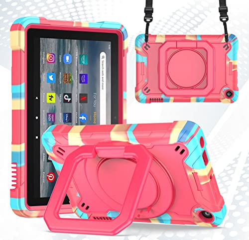 TDA Case for Fire 7 Tablet (12th Gen) - Rainbow Pink
