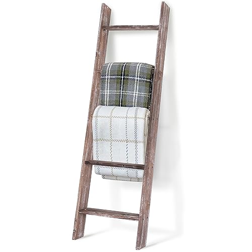 TEAKMAMA Blanket Ladder - Decorative Farmhouse Wall Leaning Blanket Holder