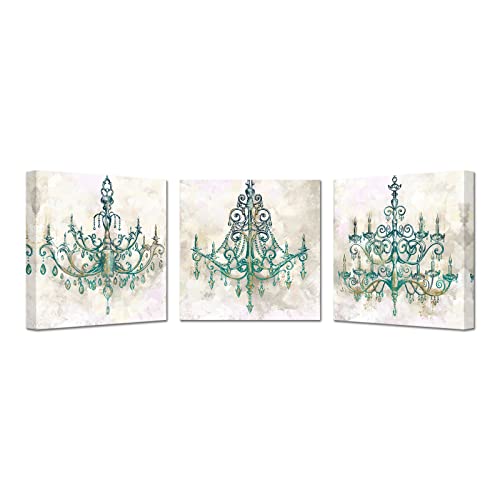 Teal Chandelier Canvas Print - Small