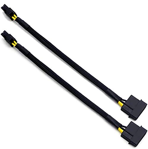 TeamProfitcom LP4 Molex Male to ATX 4 pin Male Auxiliary Sleeved Braided Power Adapter Cable 12 inches (2 Pack)