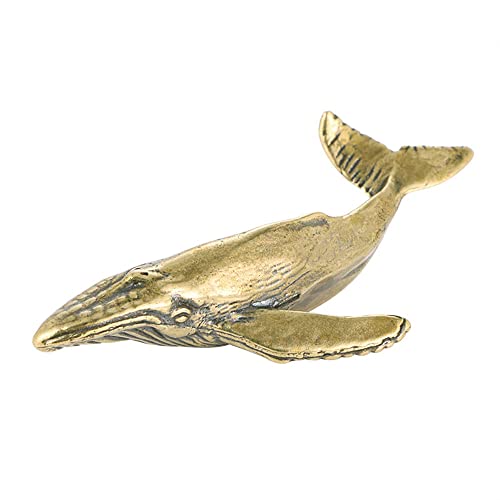 TEAMWILL Small Brass Metal Statue Ornament Animal Figurines Figurine House Decoration 1PC (Whale (1PC)