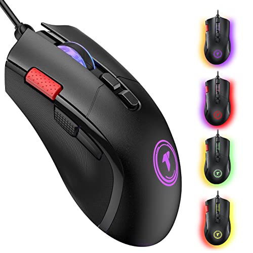 TECURS Wired Gaming Mouse with Customizable Features and RGB Lighting