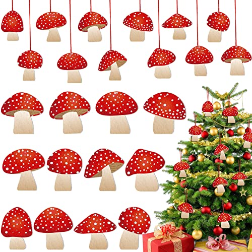 Tegeme Mini Felt Mushroom Christmas Tree Ornaments