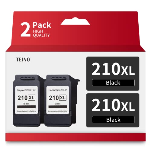 TEINO 210XL 210 Remanufactured Ink Cartridge Replacement for Canon 210XL PG-210XL 210 use with Canon PIXMA MP495 MP240 MP280 MP480 MP490 MP499 MP250 MX410 MX330 MX340 IP2702 (Black, 2-Pack)