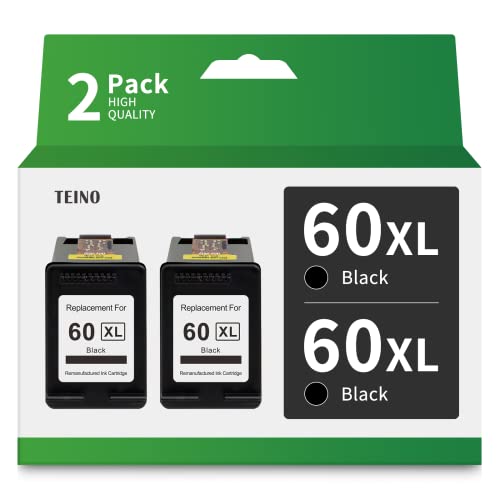 TEINO Remanufactured Ink Cartridge Replacement for HP 60 XL 60XL