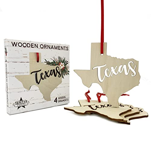 Texas Shaped Wooden Ornaments Pack