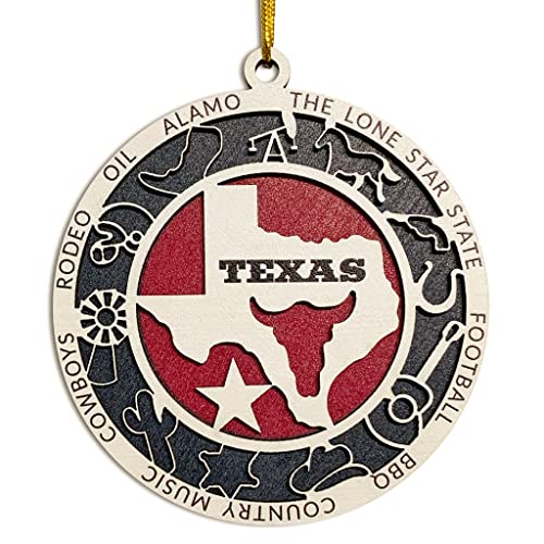 Texas Wooden Christmas Ornament 2022 - Western Country Decor