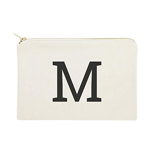 The Cotton & Canvas Co. Personalized Modern Monogram Initial M Cosmetic Bag and Travel Make Up Pouch