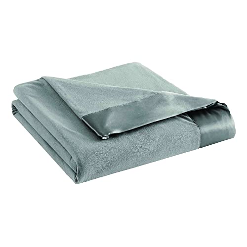 Thermee Micro Flannel Full/Queen-Size All Seasons Lightweight Sheet Blanket, Machine Wash & Dry, No Pilling, 90Lx90W, Slate Grey
