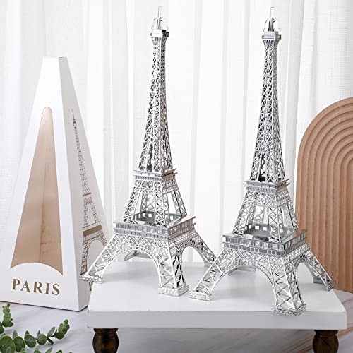 Therwen 2 Pack 15 Inch Metal Eiffel Tower Statue Decor