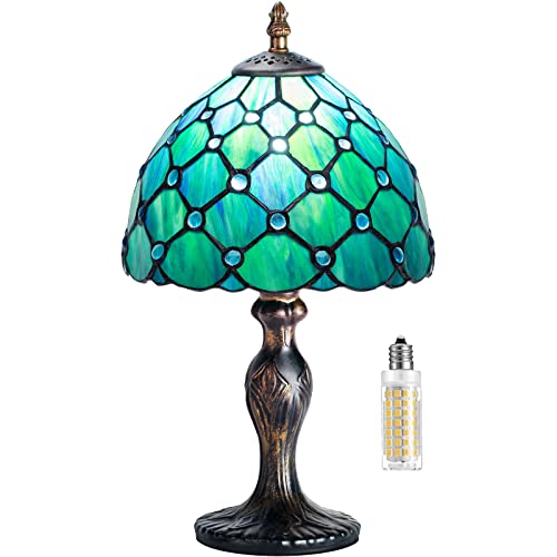 Tiffany Table Lamp Stained Glass Crystal Bead Style Table Light