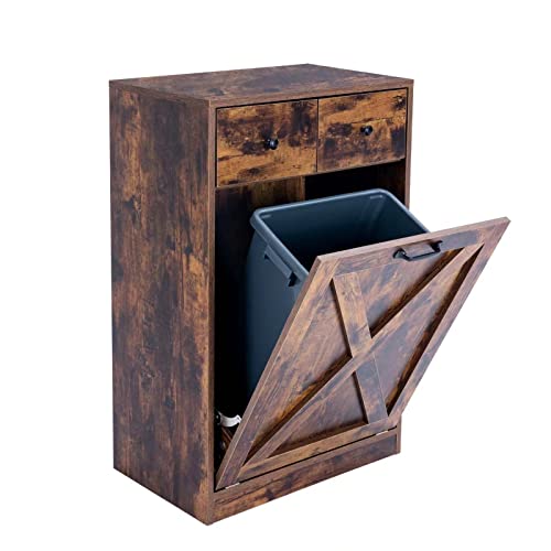 Tilt Out Trash Cabinet with 2 Drawers