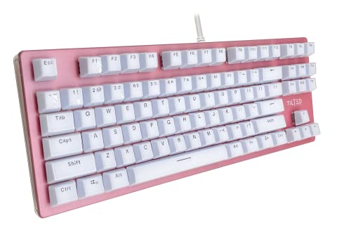 Tilted Nation Pink TKL Mechanical Keyboard - Acrylic Housing, Aluminum Plate, 87 Crystal Keys
