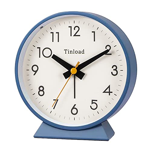 Tinload 4.5" Retro Analog Alarm Clock with Night Light (Blue)