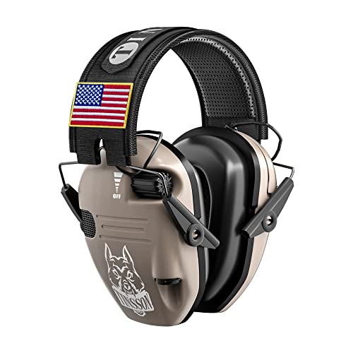 TINSSON Shooting Ear Protection with US Flag Electronic Earmuffs