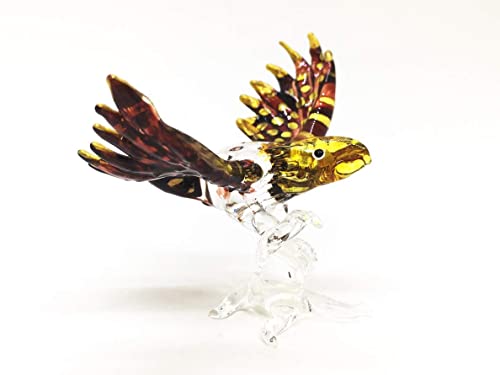 Tiny Colorful Glass Hawk Figurine