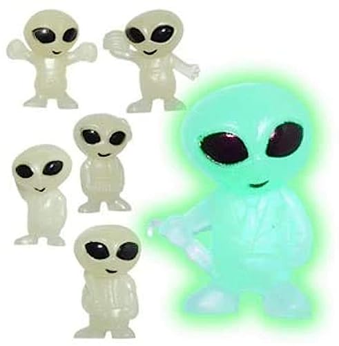 Glow in The Dark Alien Figurines for Kids - 25 Pcs Small Halloween Party Favors Fillers - Goodie Bag - Classroom Prizes Pinata Stuffers - Halloween