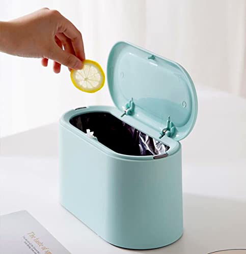 SITAKE 2 Pcs Plastic Mini Wastebasket Trash Can with Swing Lid with 120  Trash Bags, Tiny Desktop Waste Garbage Bin for Home, Office, Kitchen,  Vanity