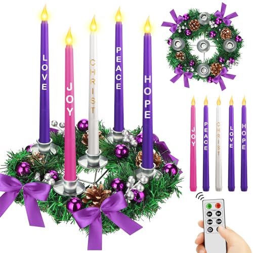 Tioncy 12 Inch Christmas Advent Wreath Candle Holder