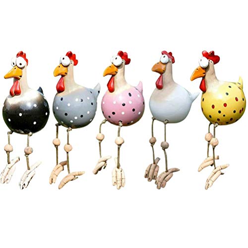 Tnfeeon Funny Resin and Ceramic Chicken Fence Decoration Statues