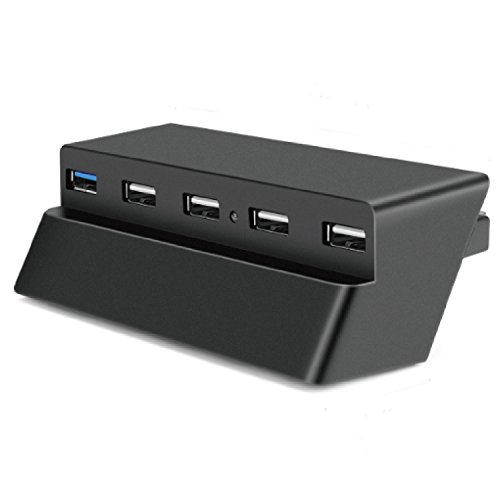 TNP 5 Port USB Hub for PS4 Slim Edition - USB 3.0/2.0 High Speed Adapter Accessories