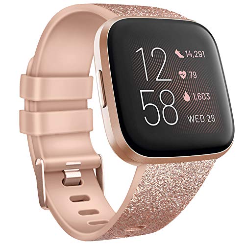 Tobfit Sport Bands for Fitbit Versa - Glitter Rose Gold