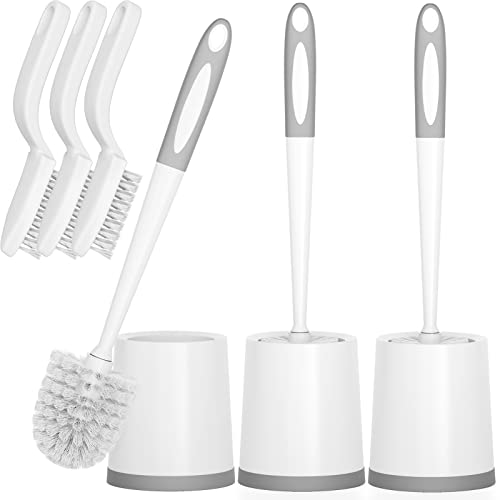 Toilet Brush, 3 Pack Toilet Brush and Holder Set Bathroom Accessories, Toilet Scrubber with 3 Clean Brush, Cleaning Supplies Toilet Bowl Cleaner Brush for Deep Cleaning