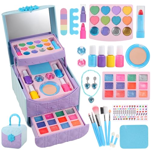 TOKIA 49pcs Kids Makeup Kit - Safe Cosmetics for Little Girls