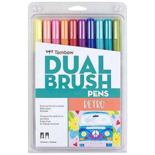 Tombow 56217 Dual Brush Pen Art Markers, Retro, 10-Pack
