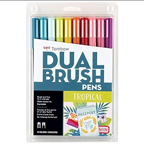 Tombow Dual Brush Pen Art Markers - Tropical 10-Pack